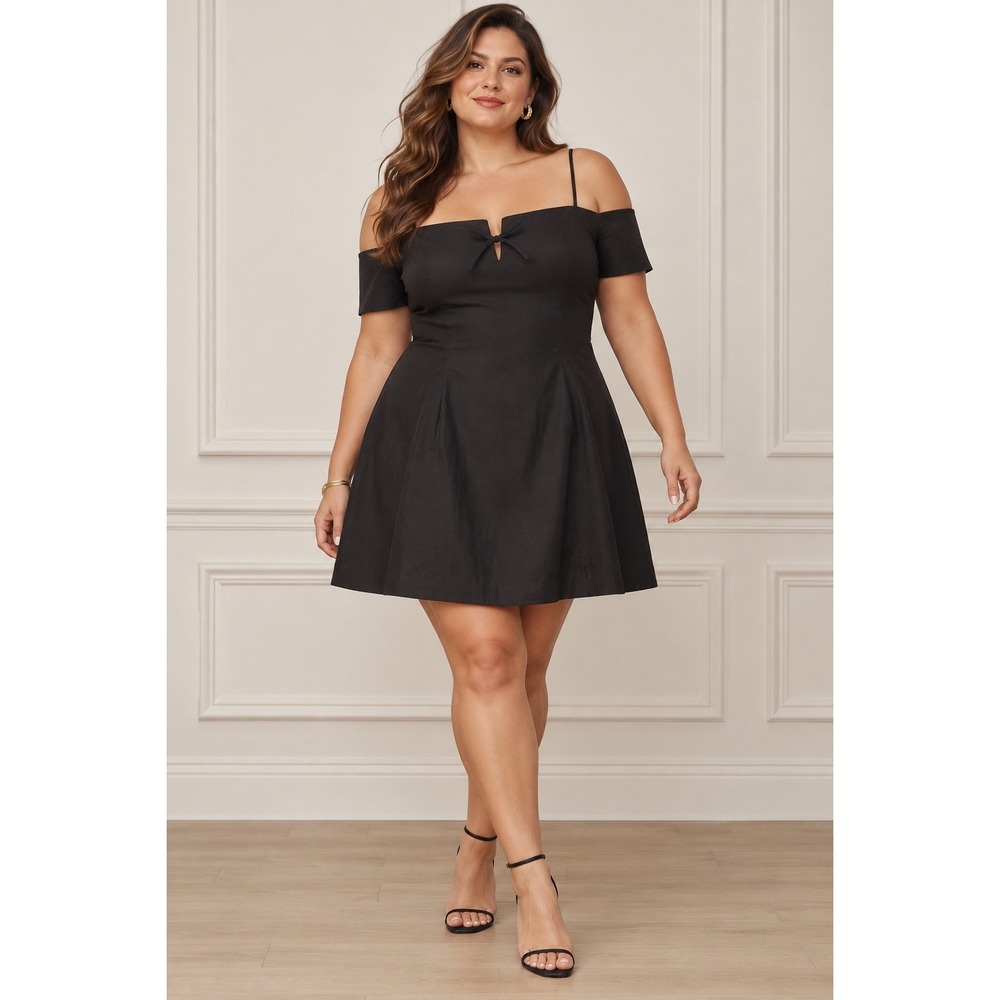 MAEVE Off Shoulder Bow Mini Dress 3X Party HOCO Wedding Goth LBD Preppy Black